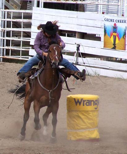 Barrel Racing at its best at the Ashcroft Rodeo in Ashcroft, BC, Canada